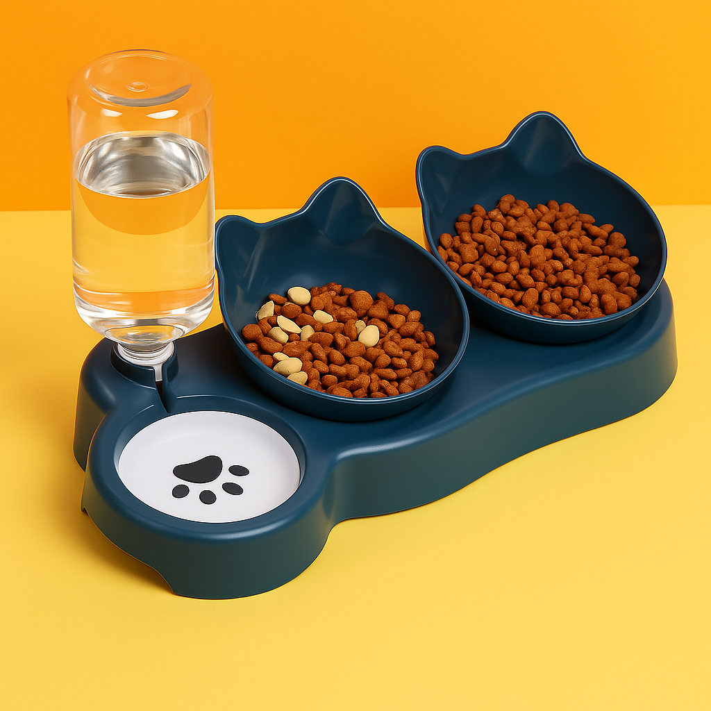2-in-1 Cat & Dog Feeder with Automatic Water Dispenser – Tilted Bowls, Anti-Spill Design