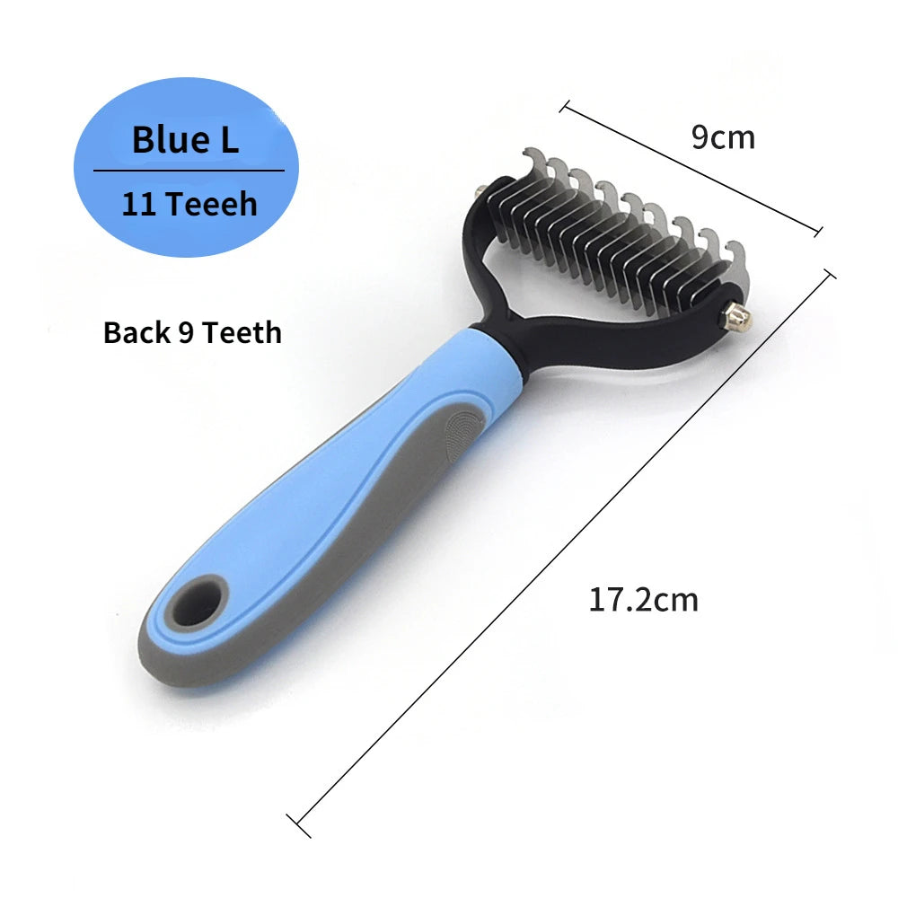 Pet Deshedding Brush – Dog & Cat Hair Remover, Knot Cutter & Grooming Comb
