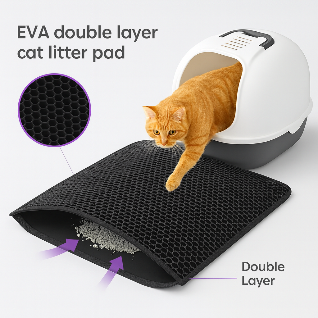 Cat Litter Mat – Waterproof, Double Layer Design, Litter Trapping Pad for Litter Boxes