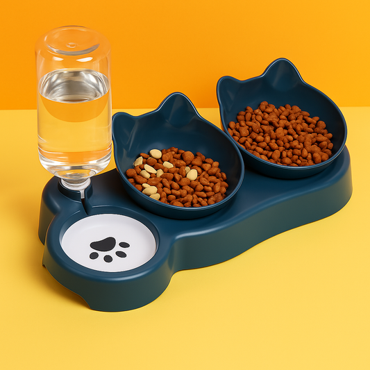 2-in-1 Cat & Dog Feeder with Automatic Water Dispenser – Tilted Bowls, Anti-Spill Design