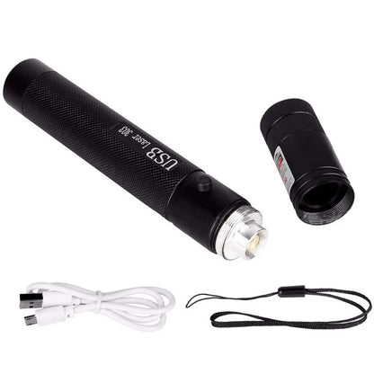 2-in-1 Cat Laser Pointer Keychain with LED Flashlight – USB Rechargable
