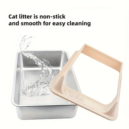 Stainless Steel Litter Box With Gaurd