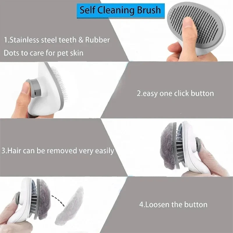 Self-Cleaning Pet Grooming Brush for Dogs & Cats - Phetora