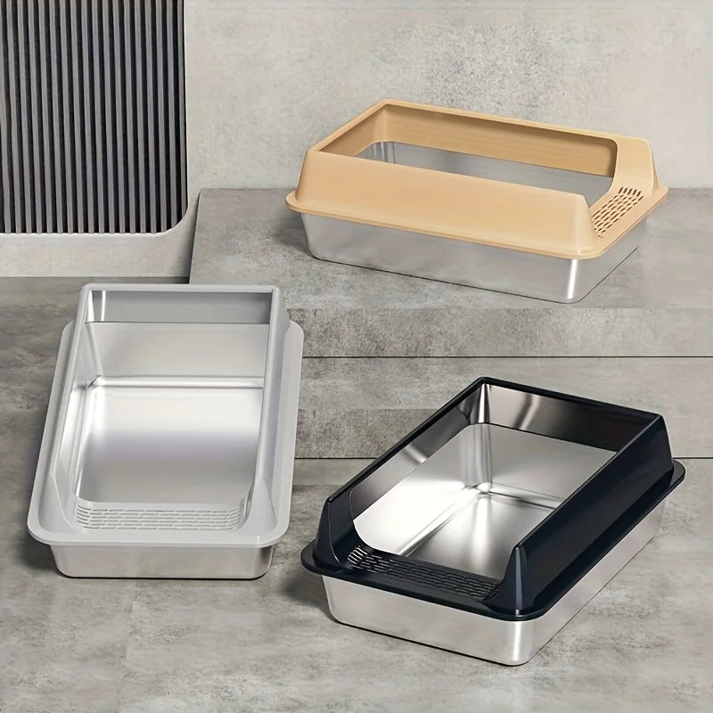 Stainless Steel Litter Box With Gaurd