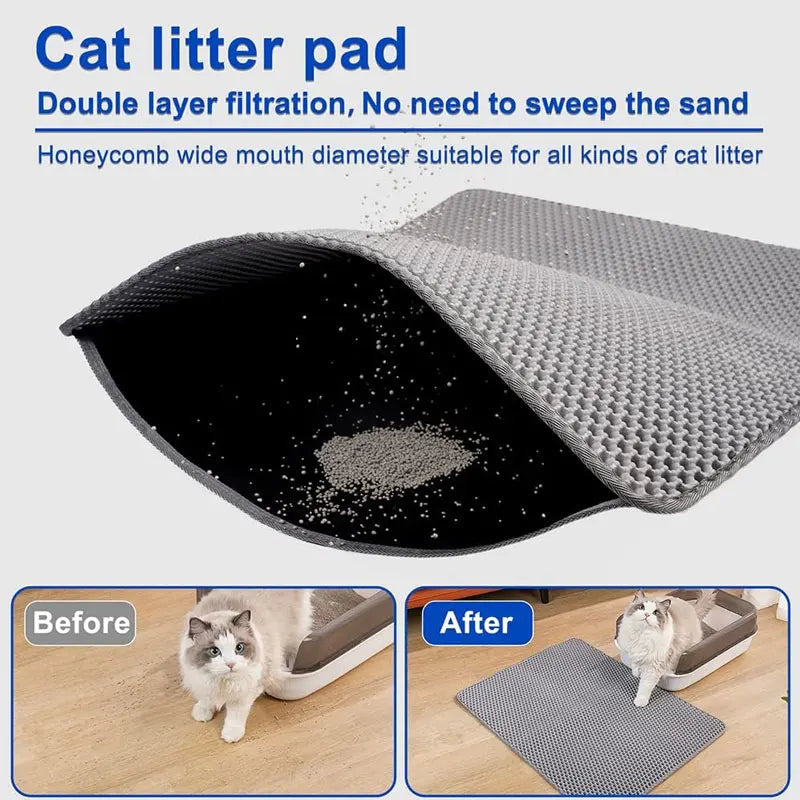 Cat Litter Mat – Waterproof, Double Layer Design, Litter Trapping Pad for Litter Boxes